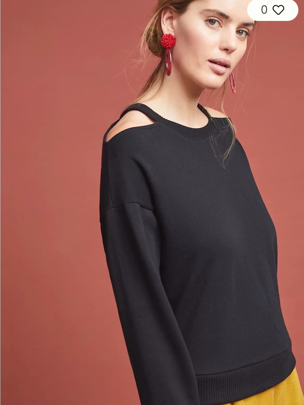 Anthropologie Maeve Women’s Black Cold-Shoulder Knit Sweater